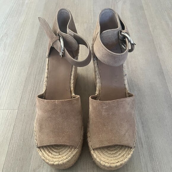 Marc Fisher Alita Platform Wedge Espadrille Sandals Taupe 9.5 Casual Vacation - Picture 3 of 7